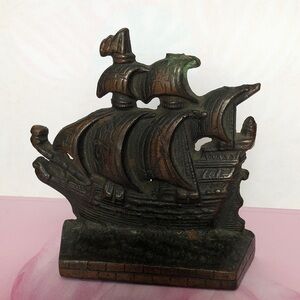 Vintage Cast Iron Ship Bookends or Doorstop